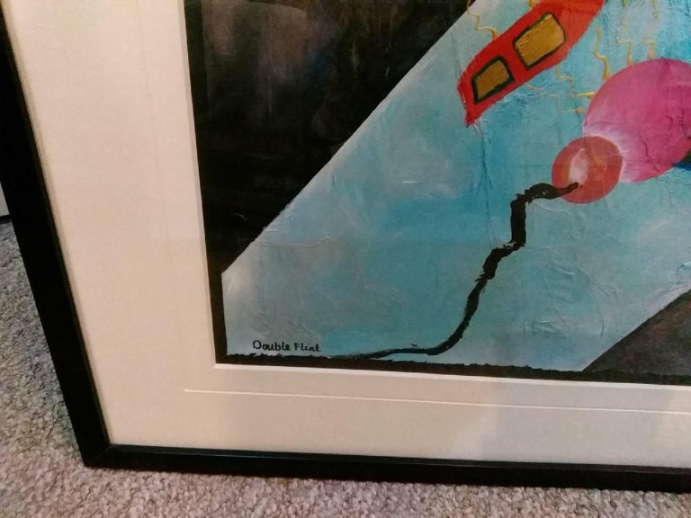 Contemporary Art Marlene Healey Framed MixedMedia "Double Flint" For