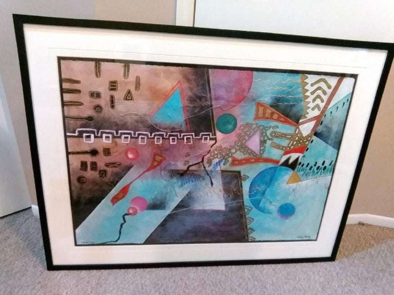 Contemporary Art Marlene Healey Framed MixedMedia "Double Flint" For