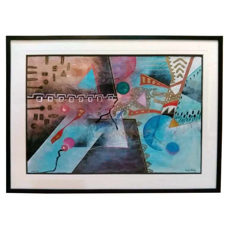 Contemporary Art Marlene Healey Framed MixedMedia "Double Flint" For