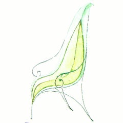 Sillón de Metal Art Contemporáneo Foglia Verde Negro de Fabrizio Corneli