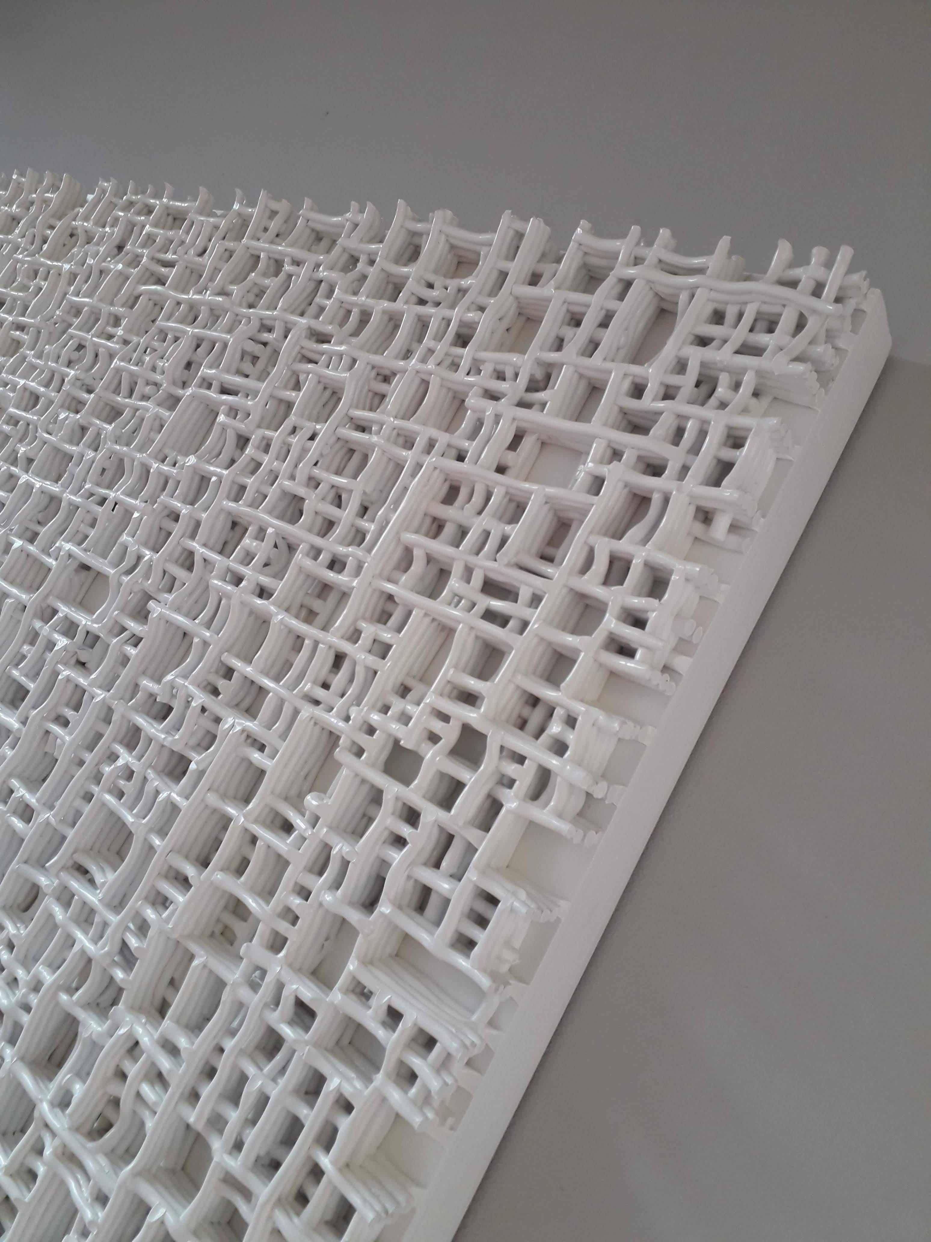 Dutch Contemporary Art, Minimal and Zero Art, Acrylic Fiber Weave Sculpture White For Sale