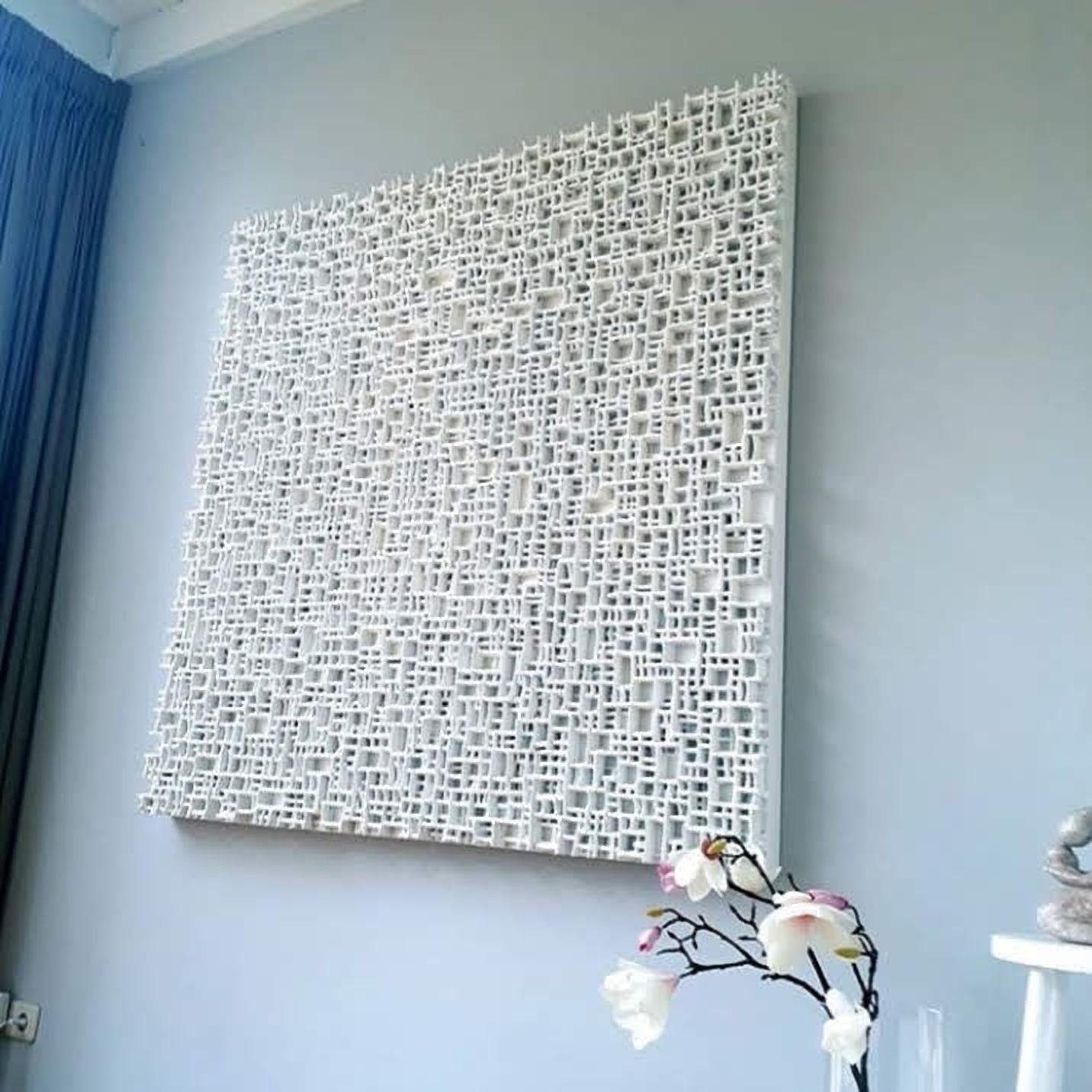 Contemporary Art, Minimal and Zero Art, Acrylic Fiber Weave Sculpture White In New Condition For Sale In Groningen, NL