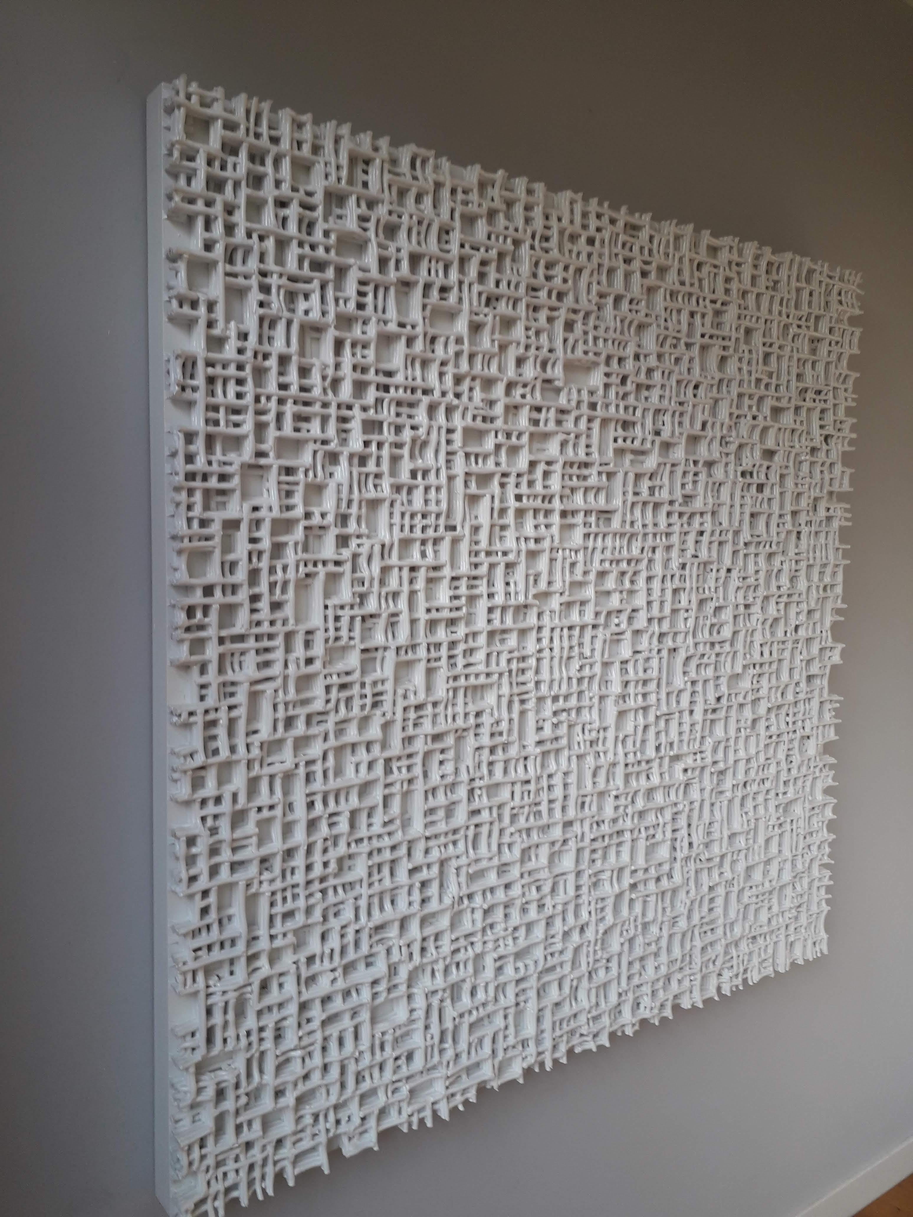 Contemporary Art, Minimal and Zero Art, Acrylic Fiber Weave Sculpture White For Sale 3