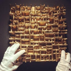 Contemporary Art, Minimal and Zero Art, Acrylic Fiber Weave Sculpture Gold