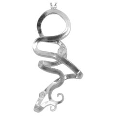 Contemporary Art Nouveau Abstract Organic Silver & Filigree Pendant