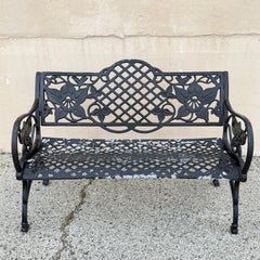 Contemporary Art Nouveau Style Cast Aluminum Garden Patio Garden Bench Loveseat