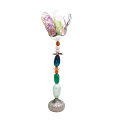 Contemporary Art Nouveau-Style Multicolored Crystal Floral Floor Lamp