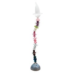 Contemporary Art Nouveau-Style Multicolored Crystal Floral Floor Lamp