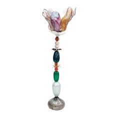 Contemporary Art Nouveau-Style Multicolored Crystal Floral Pair Of Floor Lamps