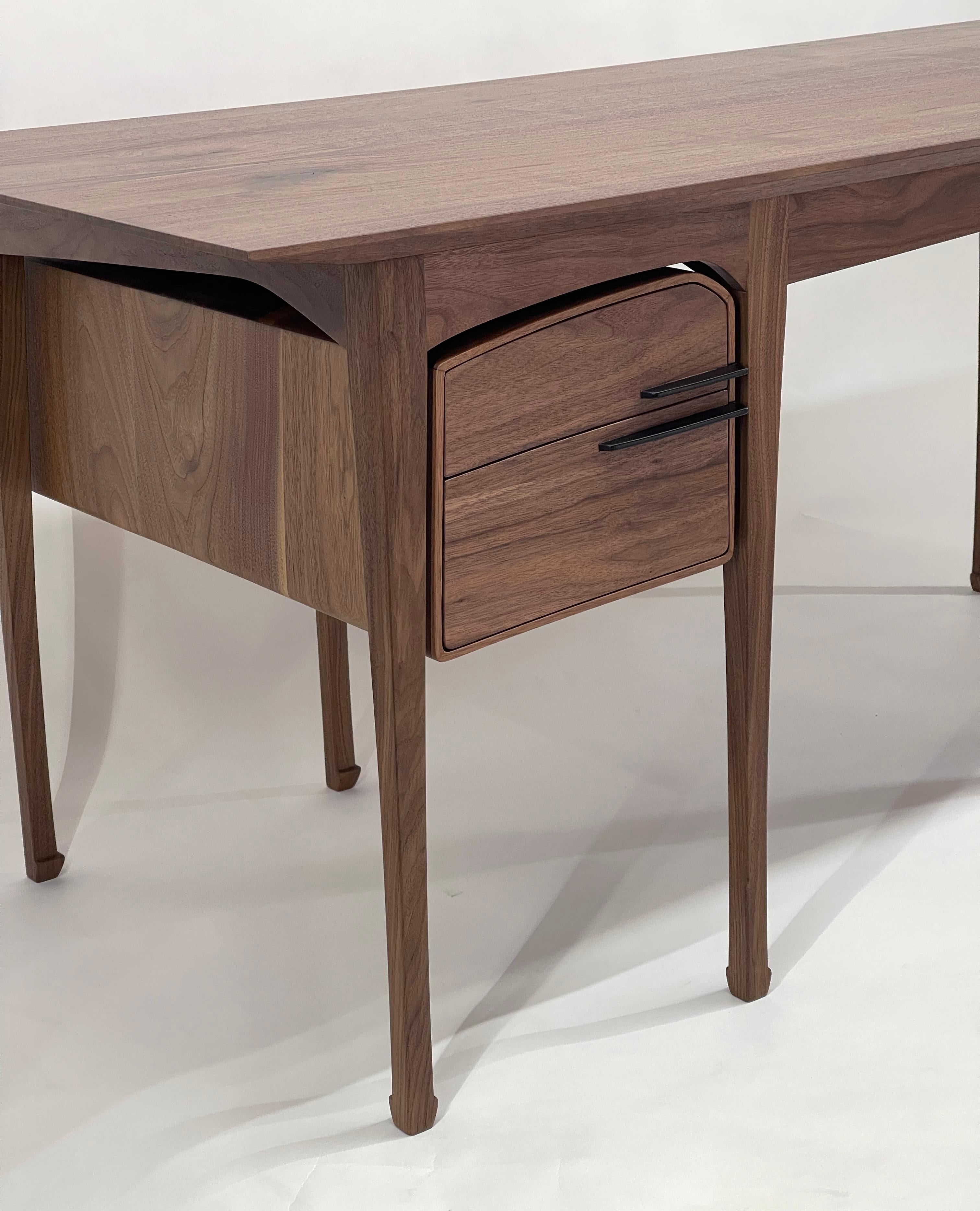 Modern Contemporary art nouveau inspired wood Liu writing desk by Baker Hesseldenz For Sale