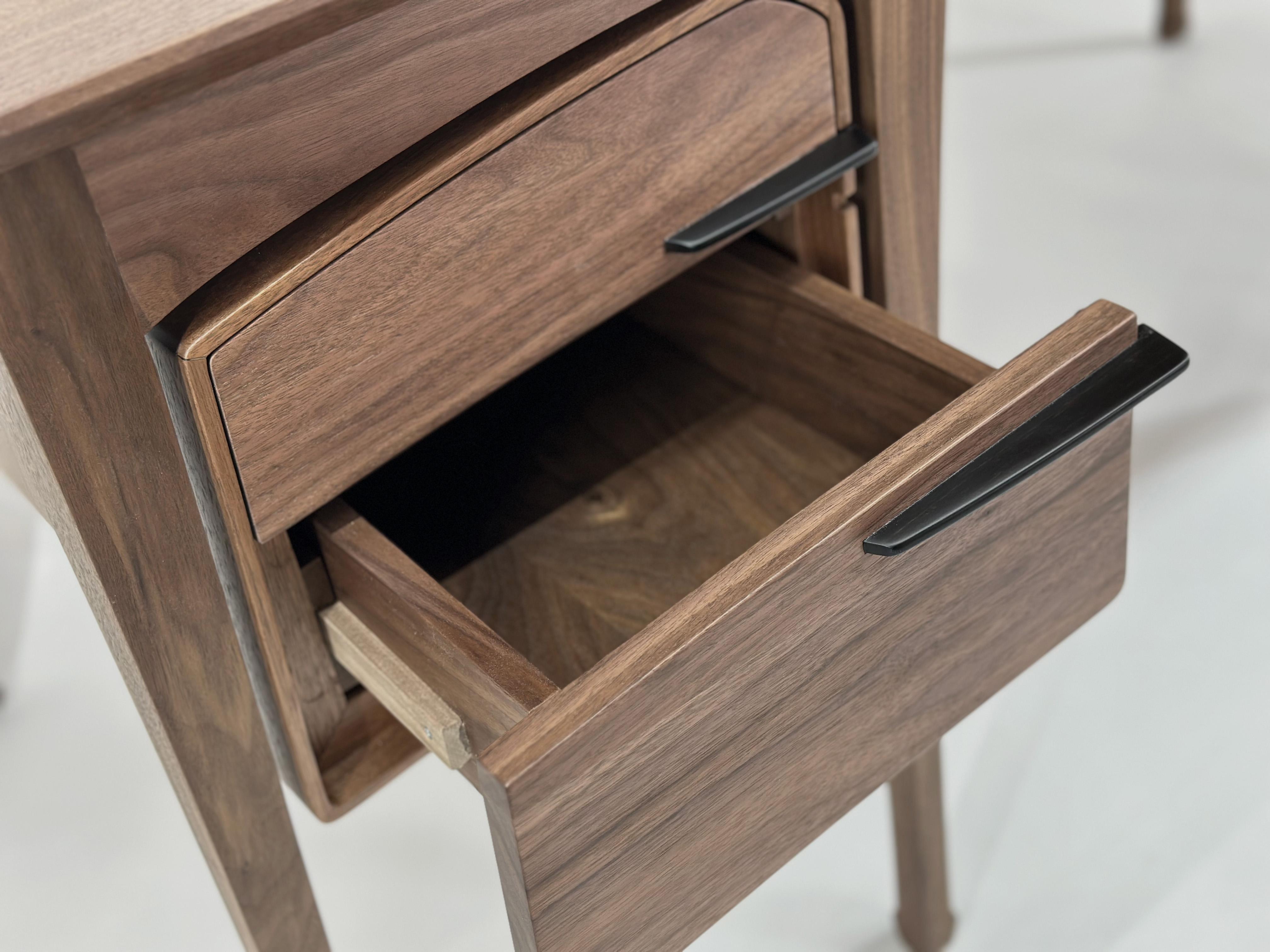 Contemporary art nouveau inspired wood Liu writing desk by Baker Hesseldenz In New Condition For Sale In Tucson, AZ