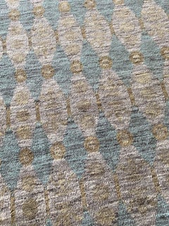 Contemporary Art Nouveau Taupe Rug "Aegean Green" Designed By Bunny Williams