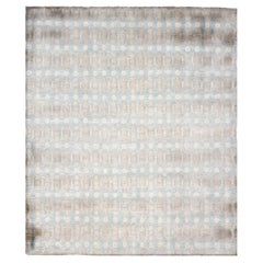 Contemporary Art Nouveau Taupe Rug "Aegean Green" Designed By Bunny Williams