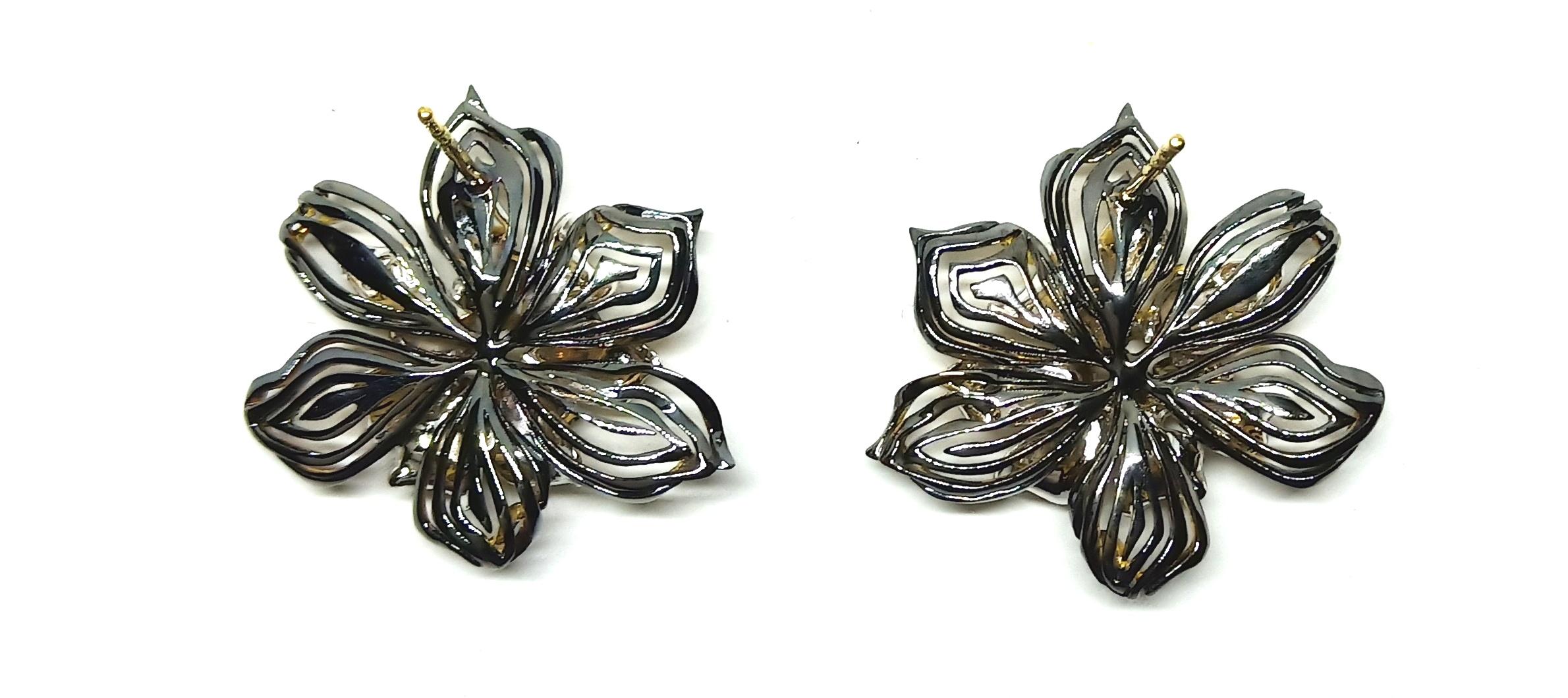Contemporary Art One of a Kind Diamond Yellow and White Gold Clip-On Earrings For Sale 2