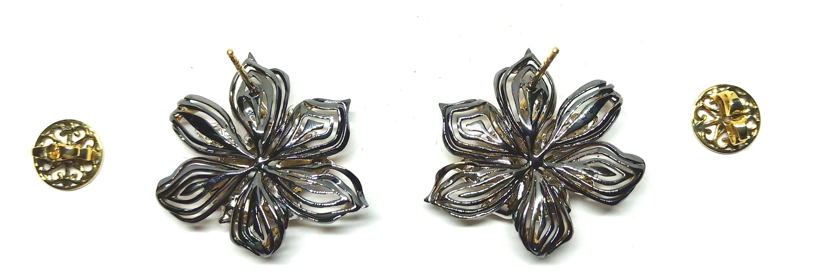 Contemporary Art One of a Kind Diamond Yellow and White Gold Clip-On Earrings For Sale 3