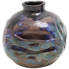 Contemporary Art Pottery Blue-Green Glaze Vase