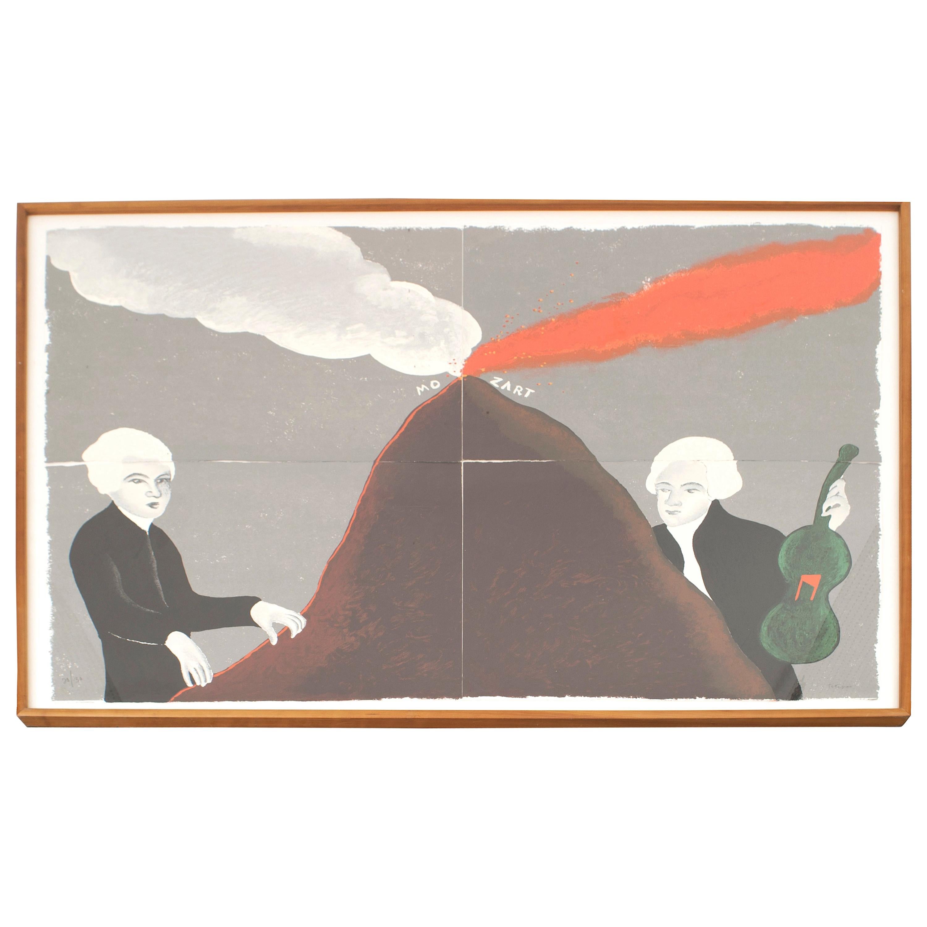 Contemporary Mozart Volcano Piano Art Print For Sale