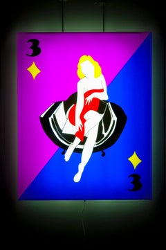 Contemporary Art Purple, Blue Lighting Sculpture Beautiful by Marco Lodola