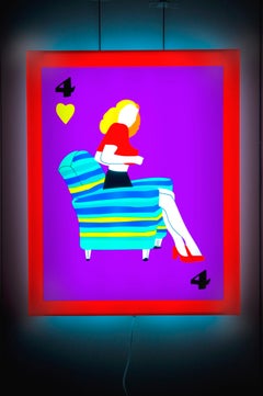 Arte contemporáneo Escultura luminosa roja y morada EVA de Marco Lodola