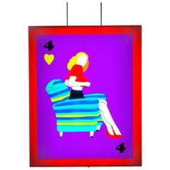Contemporary Art Red, Purple Lighting Sculpture EVA by Marco Lodola
