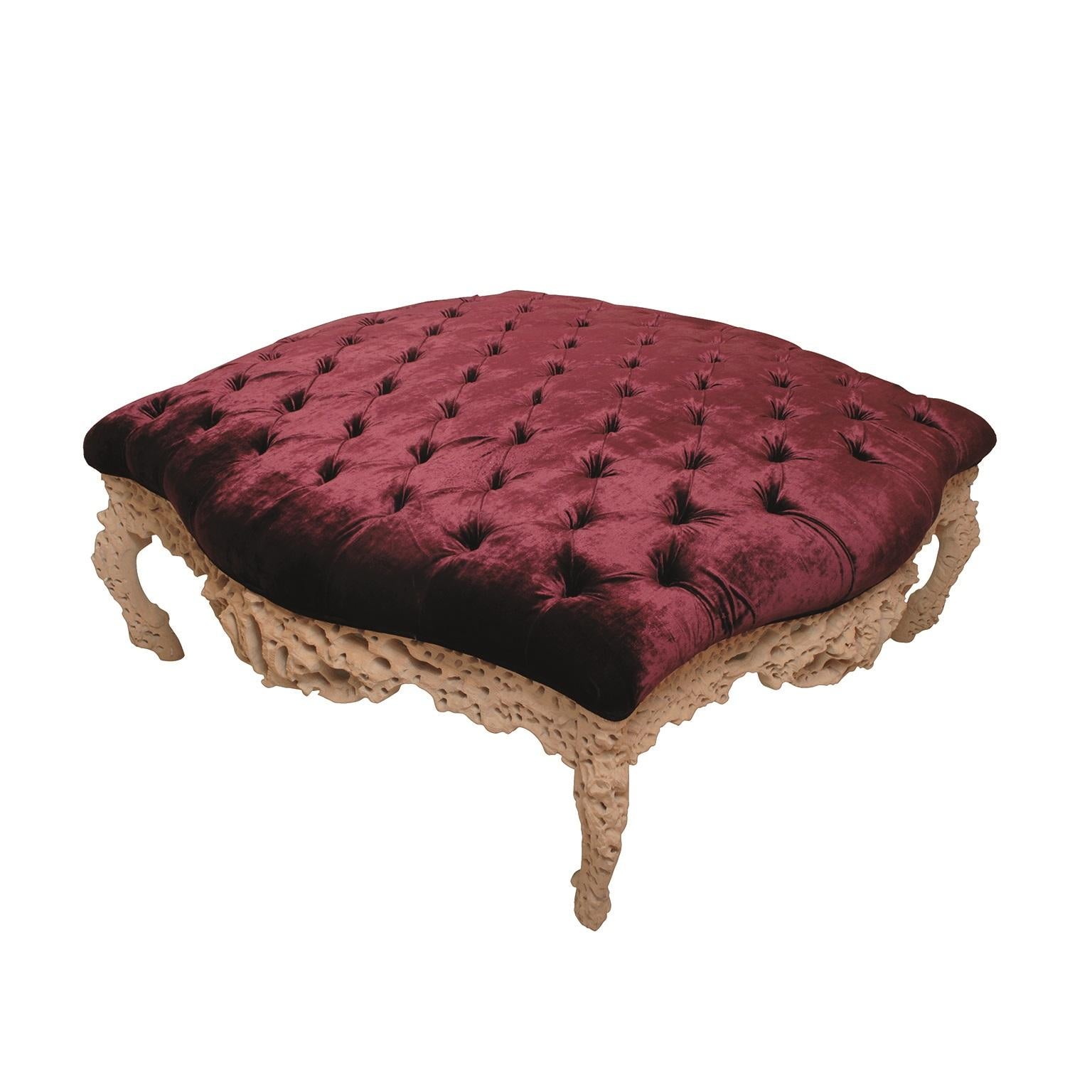 burgundy footstool