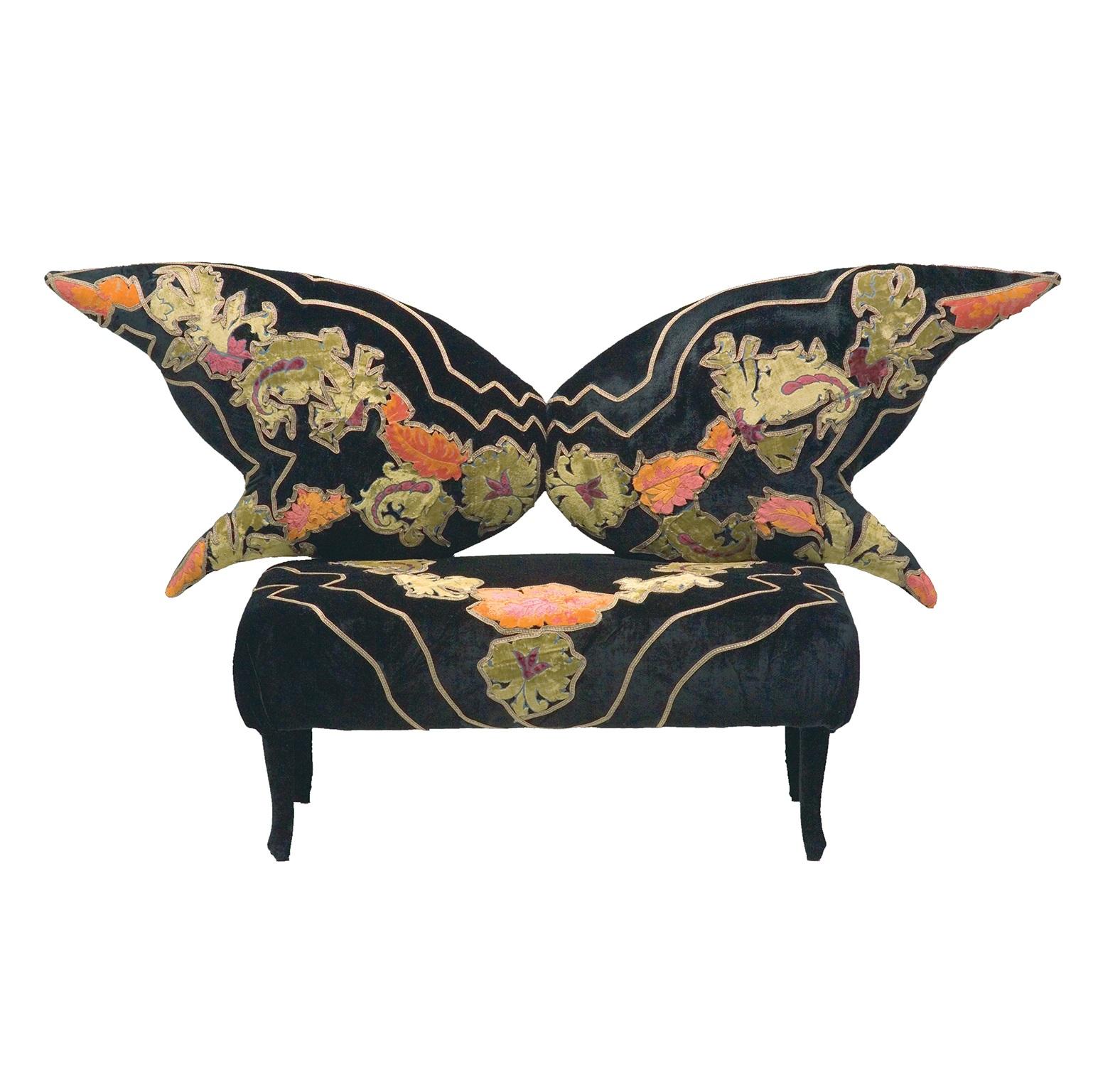 Post-Modern Contemporary Art The Butterfly Sofa in Silk Velvet by Carla Tolomeo For Sale