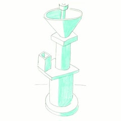 Contemporary Art TOTEM Clair De Lune Light Blue White PA by Ettore Sottsass