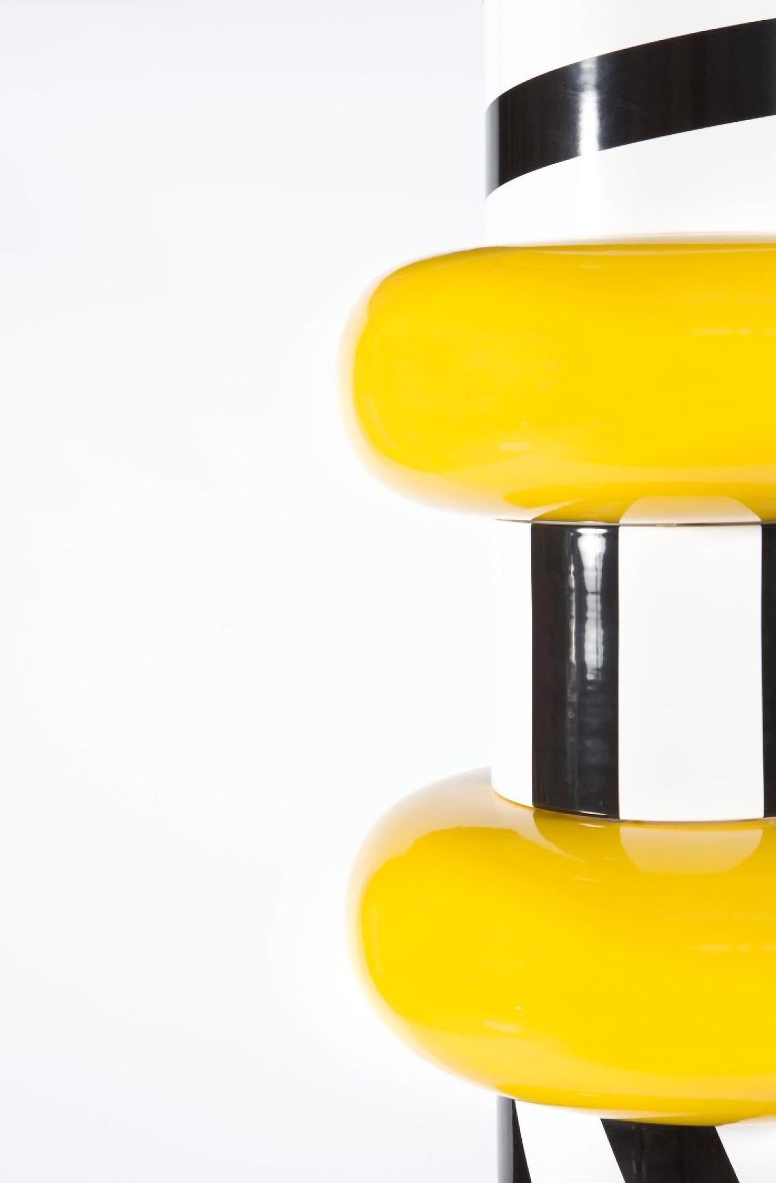 Post-Modern Contemporary Art TOTEM Odalisca Yellow Black White PA by Ettore Sottsass For Sale
