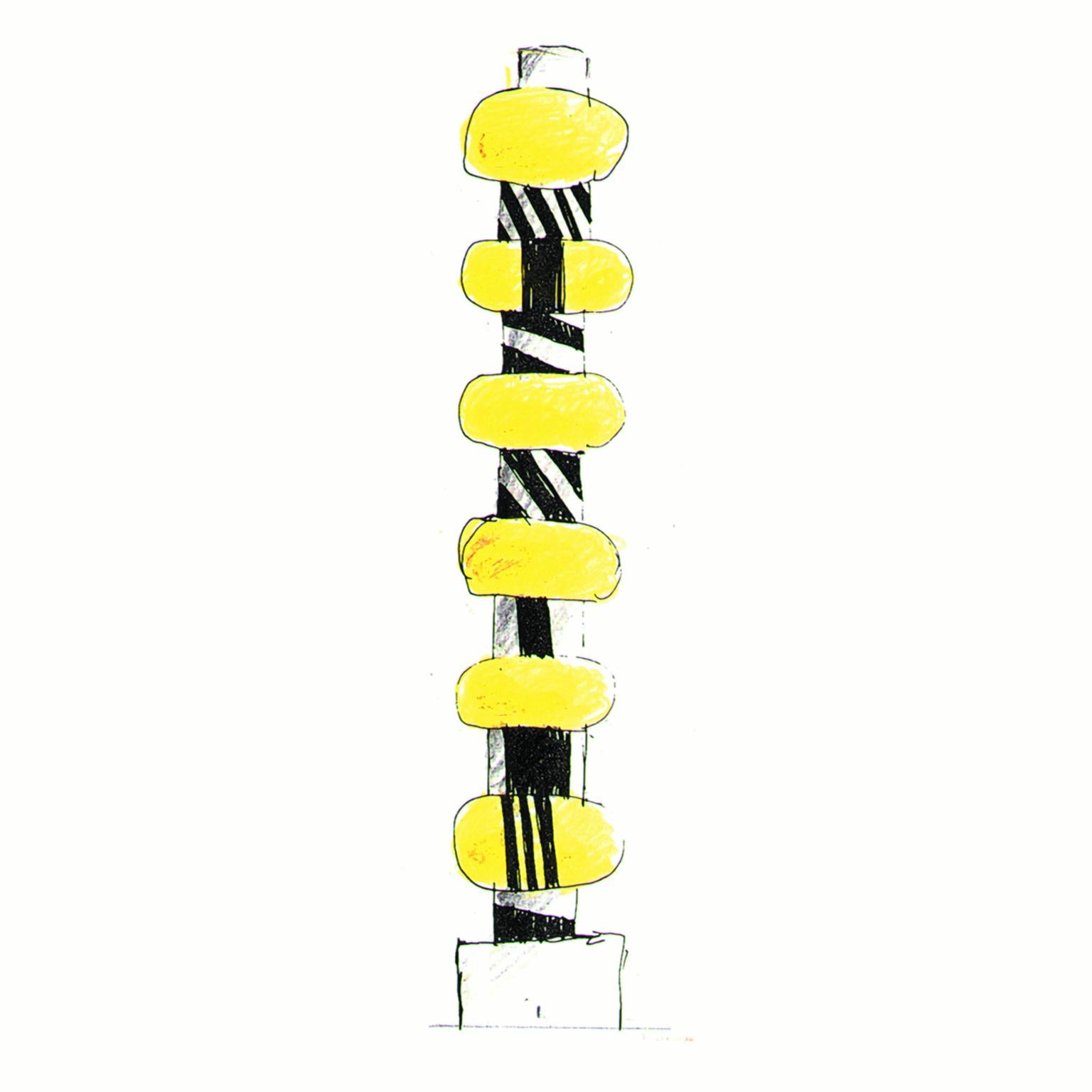 Italian Contemporary Art TOTEM Odalisca Yellow Black White PA by Ettore Sottsass For Sale
