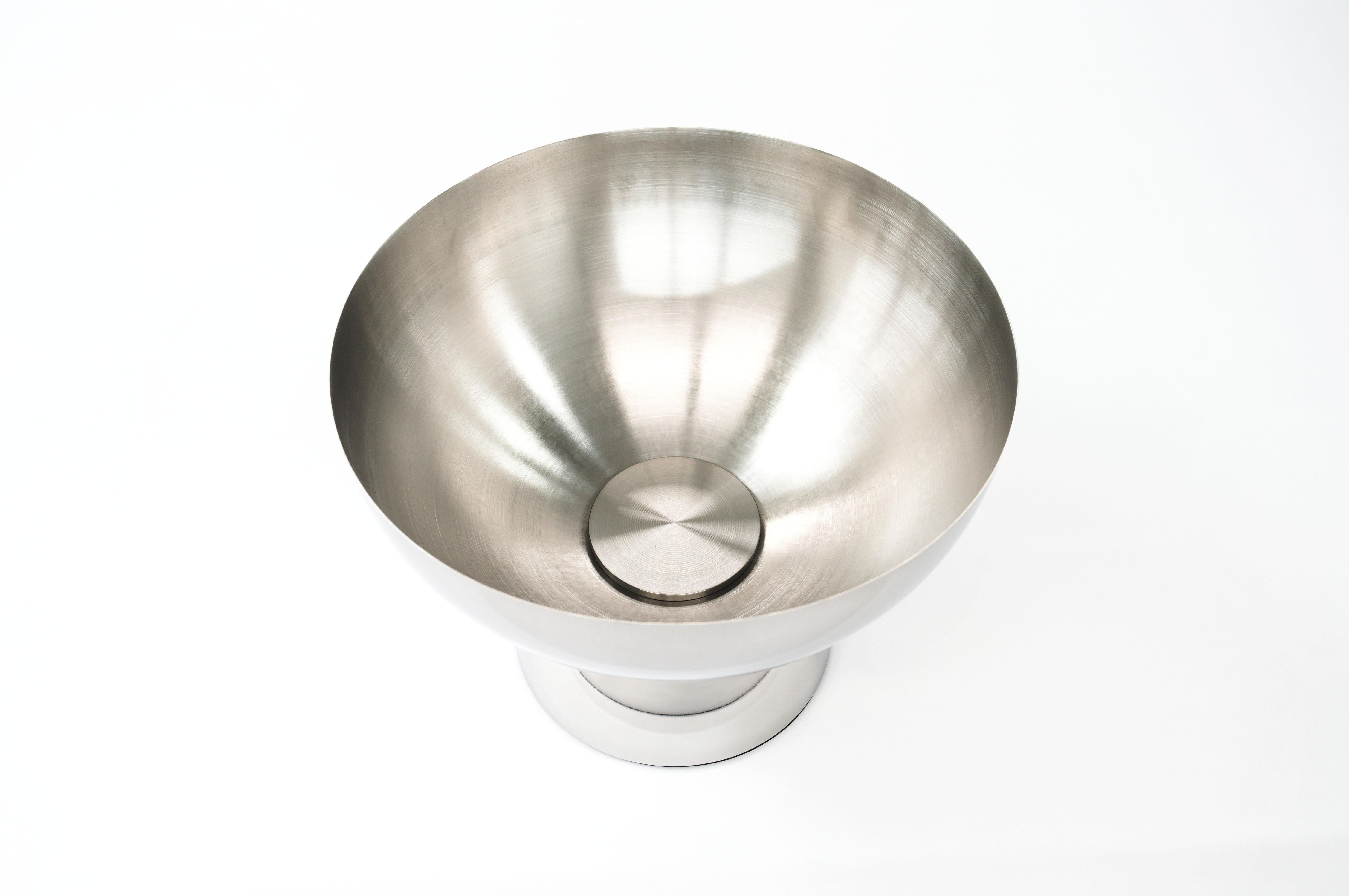 Space Age Contemporary Artemis Bowl in Polished Stainless Steel For Sale
