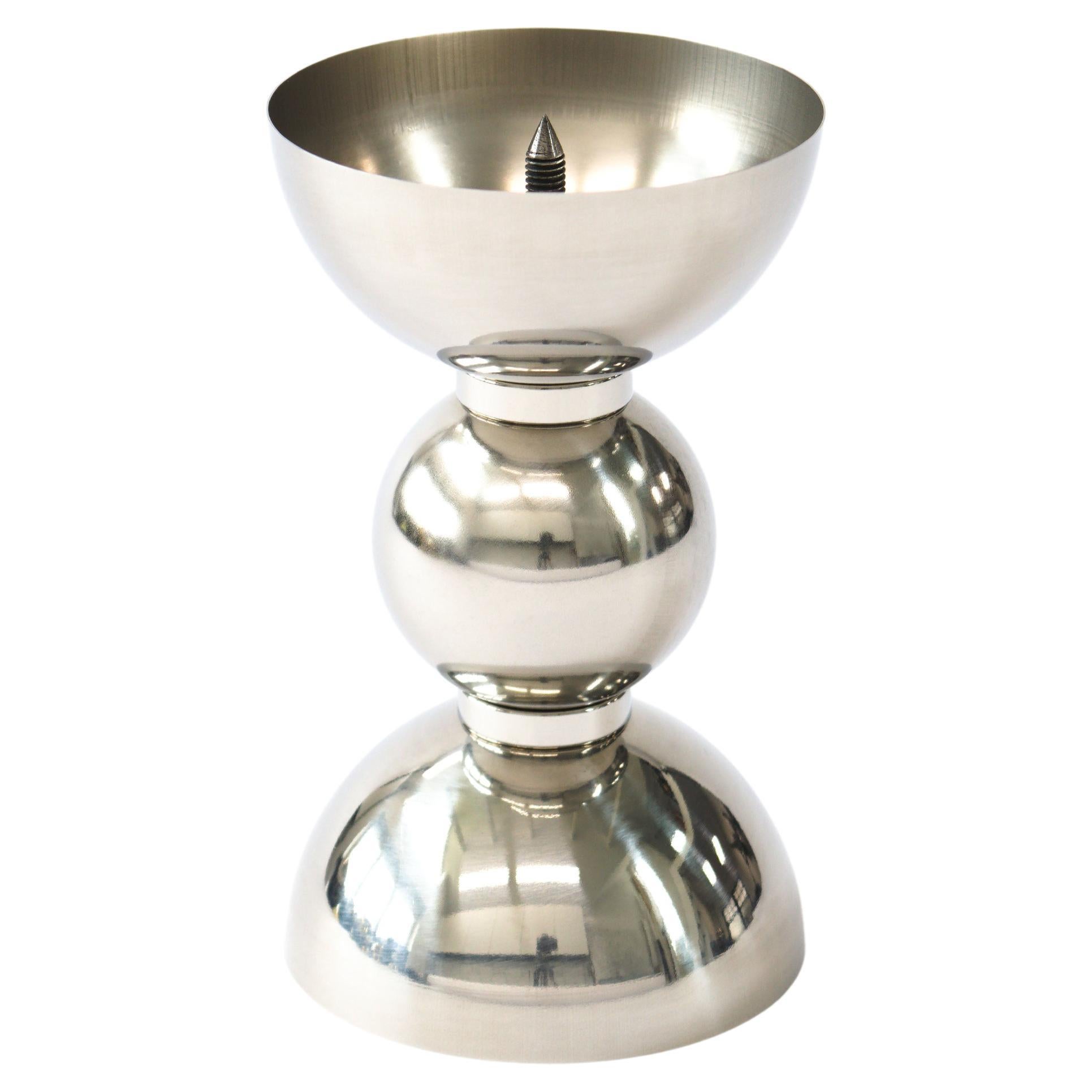 Contemporary Artemis Candlestick in Polished Stainless Steel For Sale