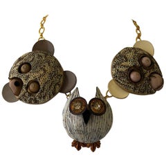 Contemporary Artisan  Animal Statement Necklace 