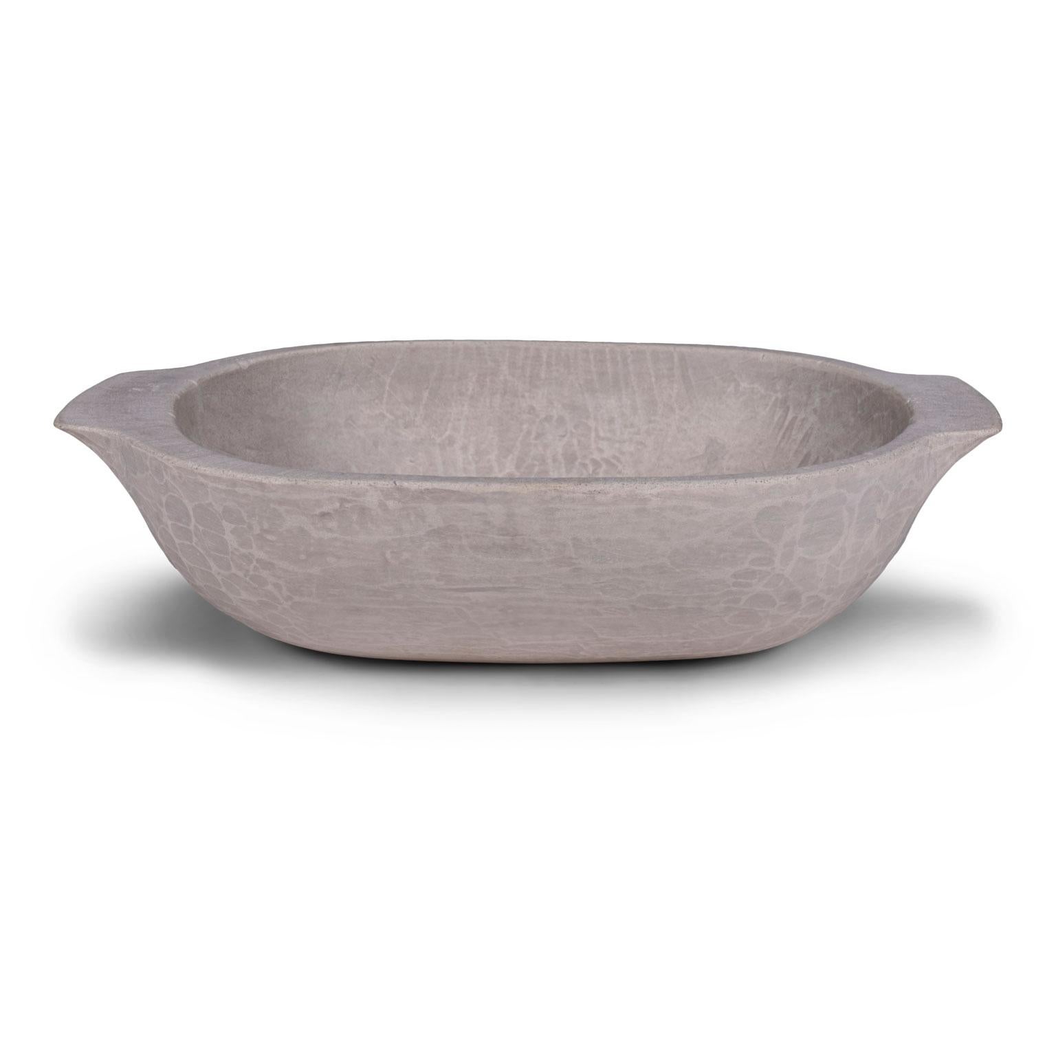 Contemporary artisan oolitic limestone bowl or basin from England.