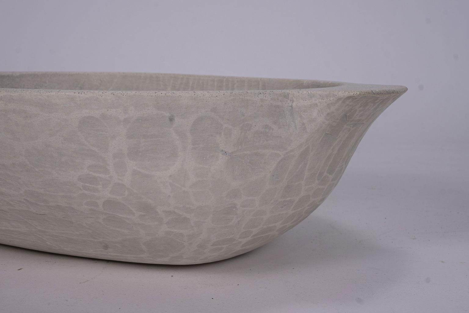 Contemporary Artisan Oolitic Limestone Bowl In Good Condition For Sale In Houston, TX