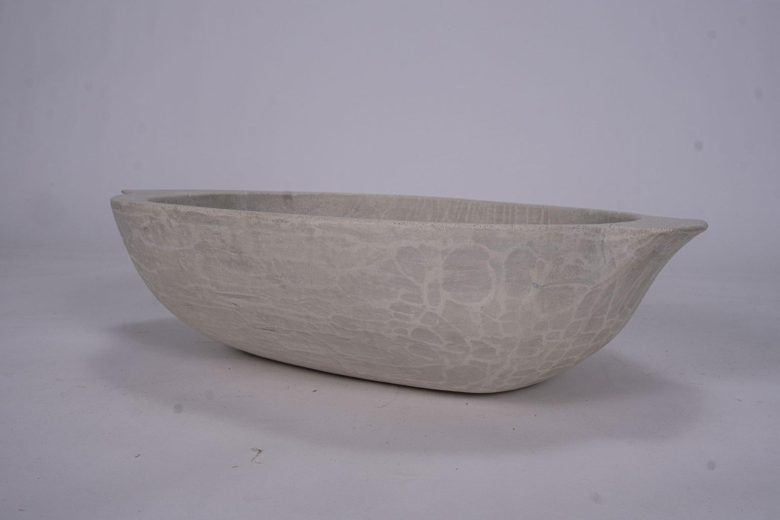 Contemporary Artisan Oolitic Limestone Bowl For Sale 1