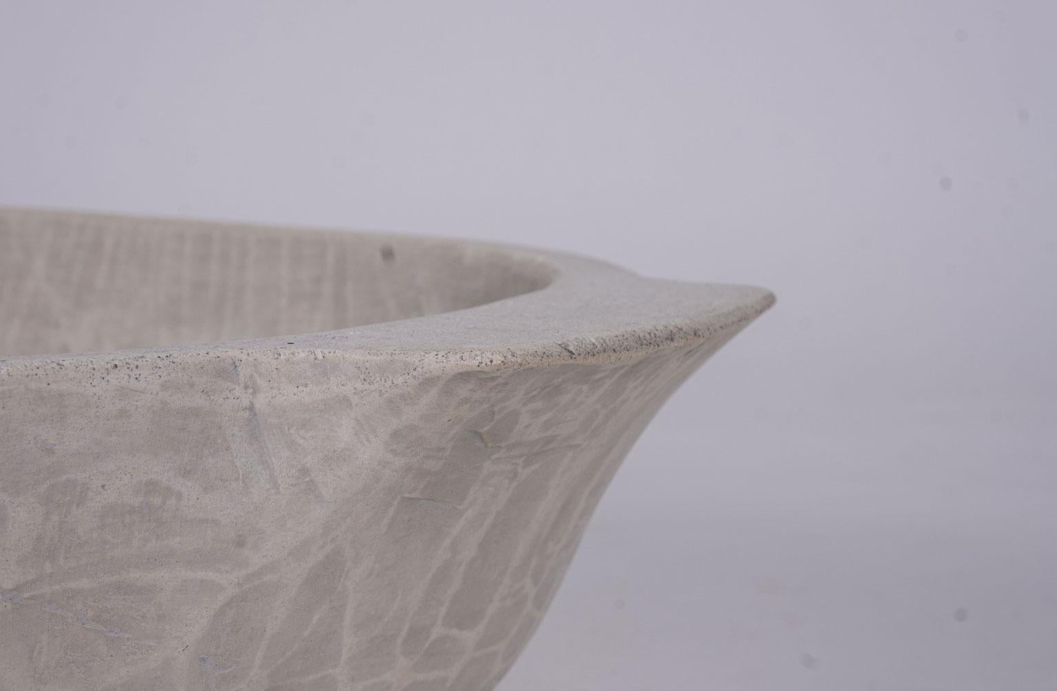 Contemporary Artisan Oolitic Limestone Bowl For Sale 2