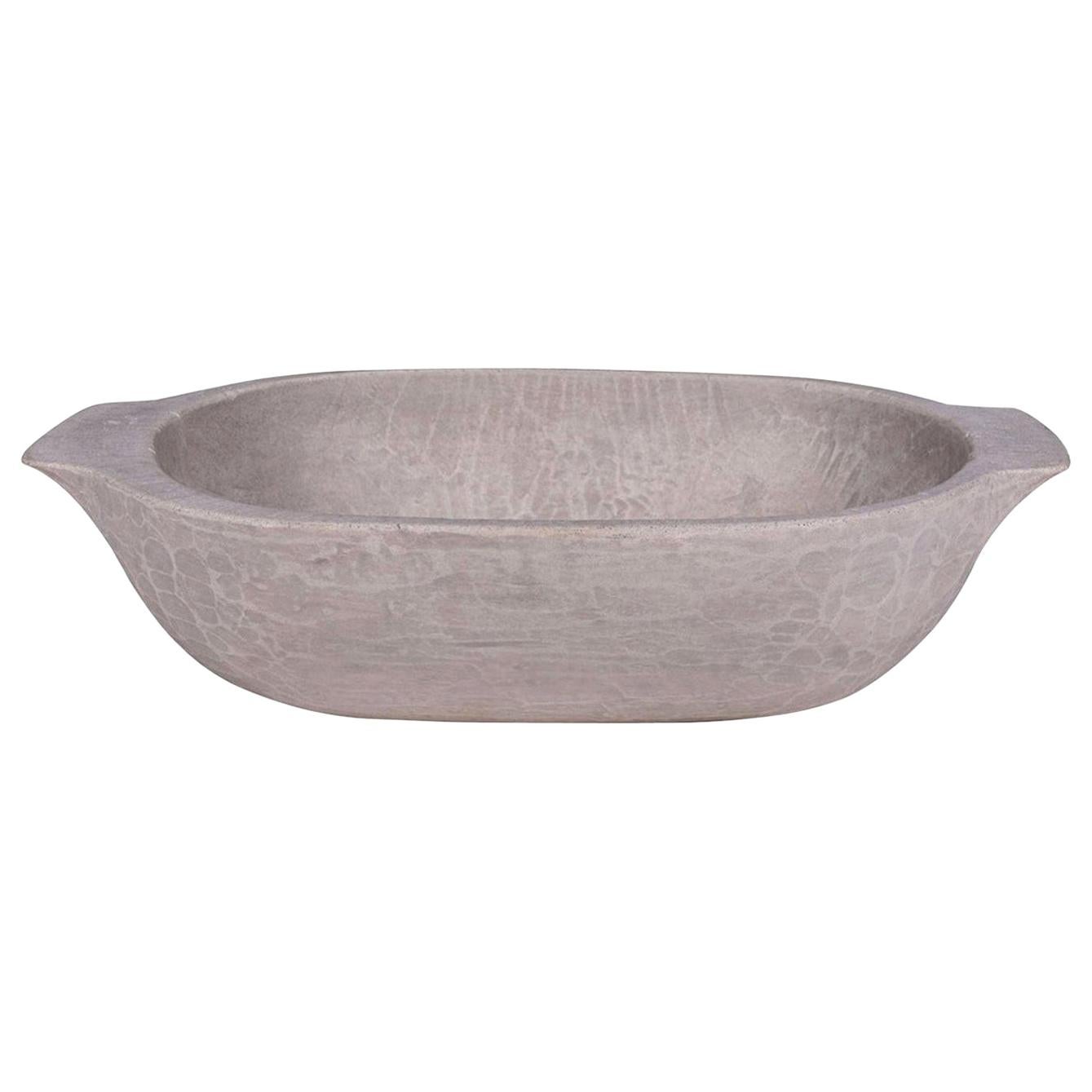 Contemporary Artisan Oolitic Limestone Bowl For Sale