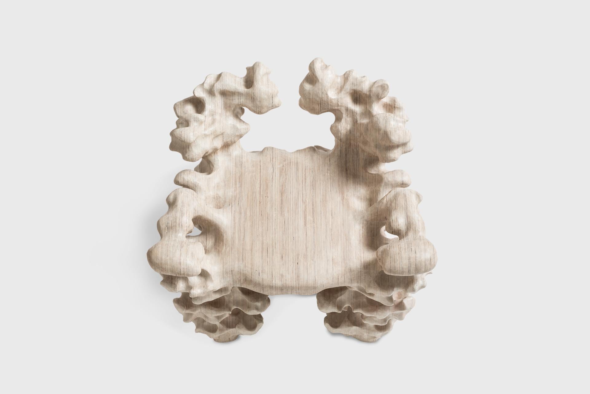 Czech Contemporary Artisanal Stool in Plain Wood, by Tadeas Podracky, Organic Shapes