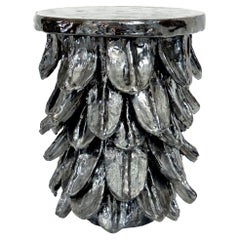 Bela Silva Contemporary Artist Black Organic Sculptural Ceramic Table Stool