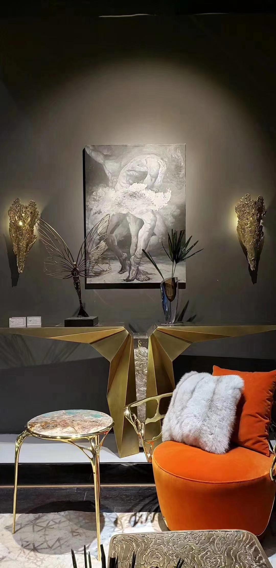Contemporary Artistic Brass Armchair, Butterfly Illusion Chair by Gordon Gu In Excellent Condition For Sale In hong kong, HK