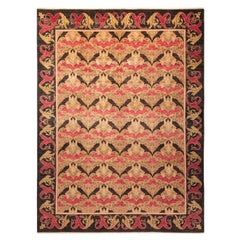 Contemporary Arts & Craft Hand Knotted Wool Beige Area Rug 