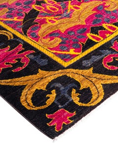 Contemporary Arts & Crafts Hand Knotted Wool Black Area Rug 6' 3" x 8' 9"
