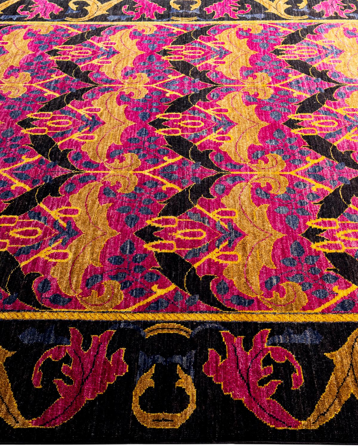 Contemporary Arts & Crafts Hand Knotted Wool Black Area Rug 6' 3
