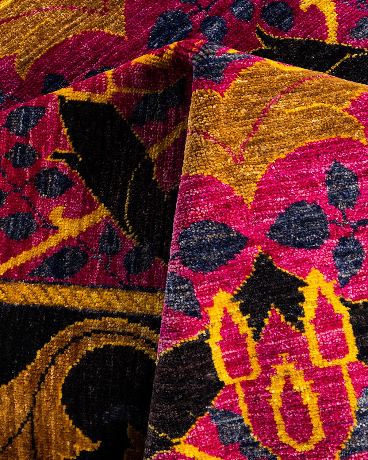 Contemporary Arts & Crafts Hand Knotted Wool Black Area Rug 6' 3