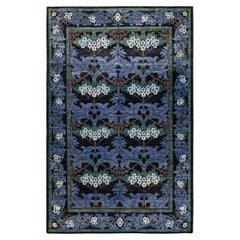 Contemporary Arts & Crafts Hand Knotted Wool Black Area Rug 