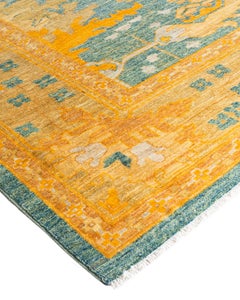 Contemporary Arts & Crafts Hand Knotted Wool Blue Area Rug