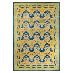 Contemporary Arts & Crafts Hand Knotted Wool Blue Area Rug