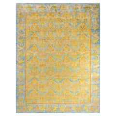 Contemporary Arts & Crafts Hand Knotted Wool Blue Area Rug 