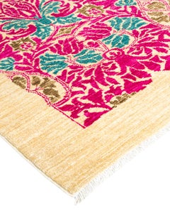 Contemporary Arts & Crafts Hand Knotted Wool Ivory Area Rug