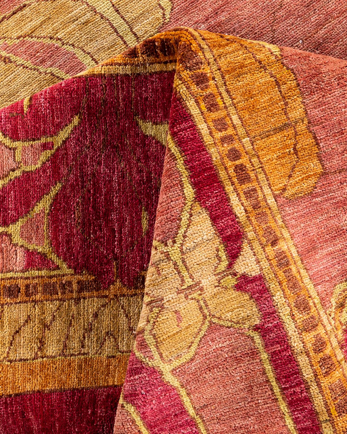 Rugs Contemporary Arts & Crafts en laine nouée à la main rose 1